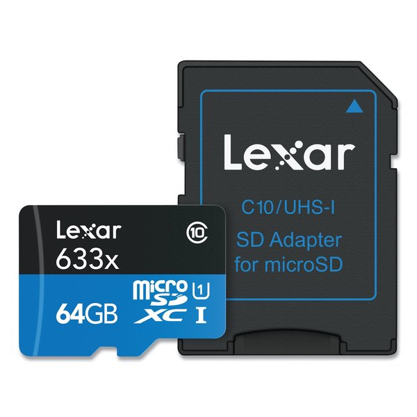 Lexar microSDXC Memory Card, UHS-I U1 Class 10, 64 GB LSDMI64GBBNL633